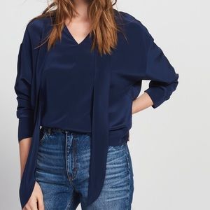 Sandro Natural Silk top with tie fastening- new